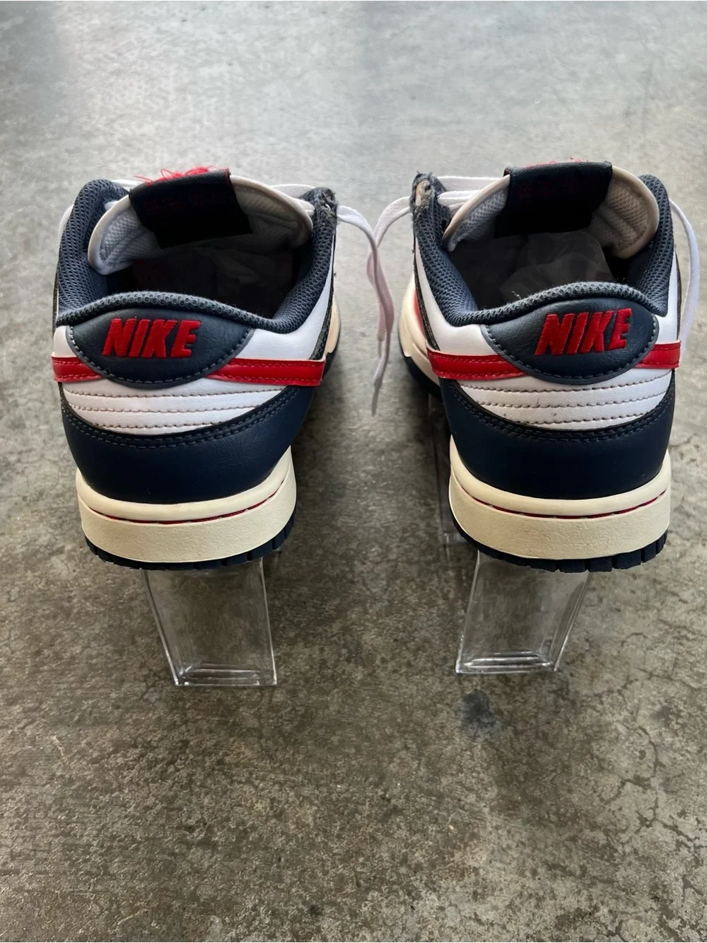 Nike Dunk Low Bright Crimson Obsidian Men’s 7 Women’s 8.5 Red White Blue 🇺🇸